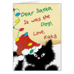 Carte de Noël drôle de "cher Père Noël" de chat no