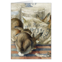 Carte de Noël faite sur commande de lapins de Beat