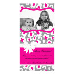 carte de Noël rose grise de PHOTO du guépard 4x8 Photocartes