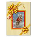 Carte de Noël rouge de rat de châle