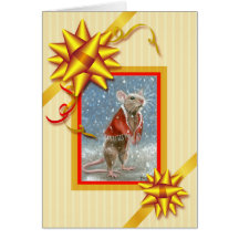 Carte de Noël rouge de rat de châle