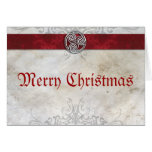 Carte de Noël rouge de Triskelion de noeud celtiqu