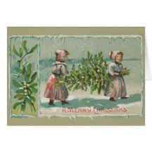 Carte de Noël Toting d'arbre