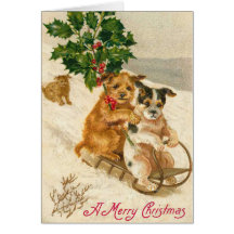 Carte de Noël victorienne de chien