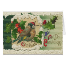 Carte de Noël victorienne d'oiseau