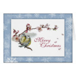 Carte de Noël vintage de mésanges bleues