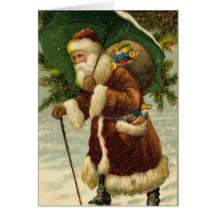 Carte de Noël vintage de Père Noël