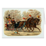 Carte de Noël vintage de tour de traîneau de Noël
