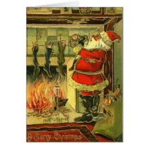 Carte de Noël vintage - Père Noël, bas