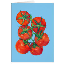 Carte de note bleue rouge de tomates cartes
