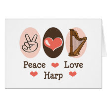 Carte de note de blanc d'harpe d'amour de paix
