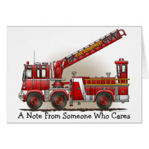 Carte de note de camion de pompiers de crochet et 
