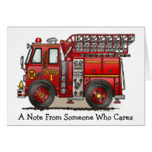 Carte de note de camion de pompiers d'échelle