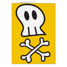 Carte de note de Halloween de crânes et d'os de pi