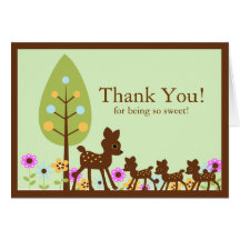 Carte de note de Merci de baby shower de cerfs com