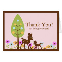 Carte de note de Merci de baby shower de cerfs com