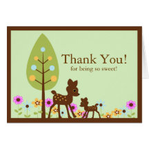 Carte de note de Merci de baby shower de cerfs com