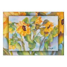 Carte de note ensoleillée de tournesols