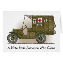 Carte de note militaire vintage d'ambulance