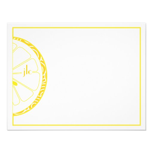 Carte de note plate de monogramme de citron faire-part personnalisé