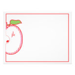 Carte de note plate de monogramme rouge d'Apple Invitations Personnalisables