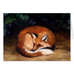 Carte de note somnolente d'art de Fox rouge