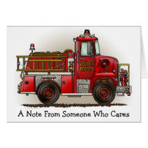 Carte de note volontaire de camion de pompiers
