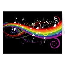 Carte de notes blanche de musique d'arc-en-ciel