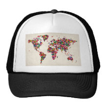 Carte de papillons de la carte du monde casquettes