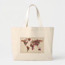 Carte de papillons de la carte du monde sac