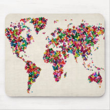 Carte de papillons de la carte du monde tapis de souris