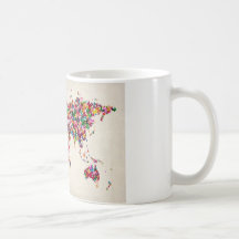 Carte de papillons de la carte du monde mugs à café