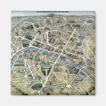Carte de Paris pendant les 'Grands Travaux Aimants Pour Réfrigérateur