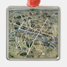 Carte de Paris pendant les 'Grands Travaux Ornements De Noël