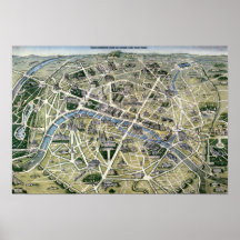 Carte de Paris pendant les 'Grands Travaux Posters