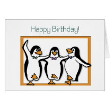 Carte de pingouins de joyeux anniversaire