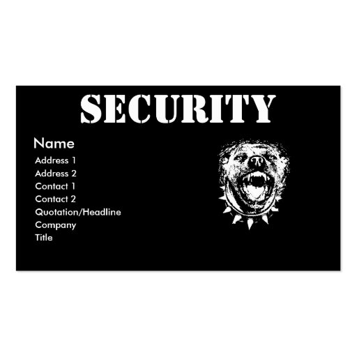 Carte de profil d'affaires de sécurité carte de visite