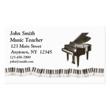 Carte de profil de piano cartes de visite personnelles
