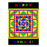 Carte de Rangoli Diwali de couleurs primaires