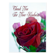 Carte de remerciements avec un rose rouge classiqu cartes postales