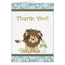 Carte de remerciements bleu de lion
