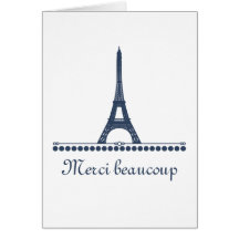Carte de remerciements chic parisien, bleu