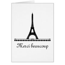 Carte de remerciements chic parisien, noir