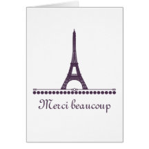 Carte de remerciements chic parisien, pourpre