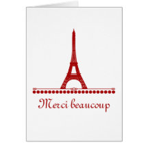 Carte de remerciements chic parisien, rouge
