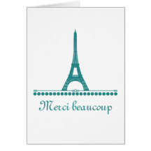 Carte de remerciements chic parisien, Teal