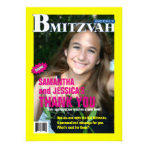 Carte de remerciements de magazine de B Mitzvah, B Invitations