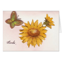 Carte de remerciements de papillon et de tournesol