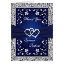 Carte de remerciements floral argenté d'aluminium  cartes