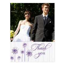 Carte de remerciements floral pourpre de mariage d carte postale